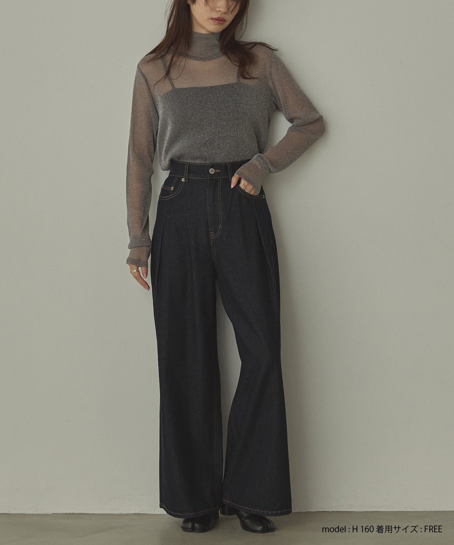 【新色追加】ラメシアー ハイネックトップス