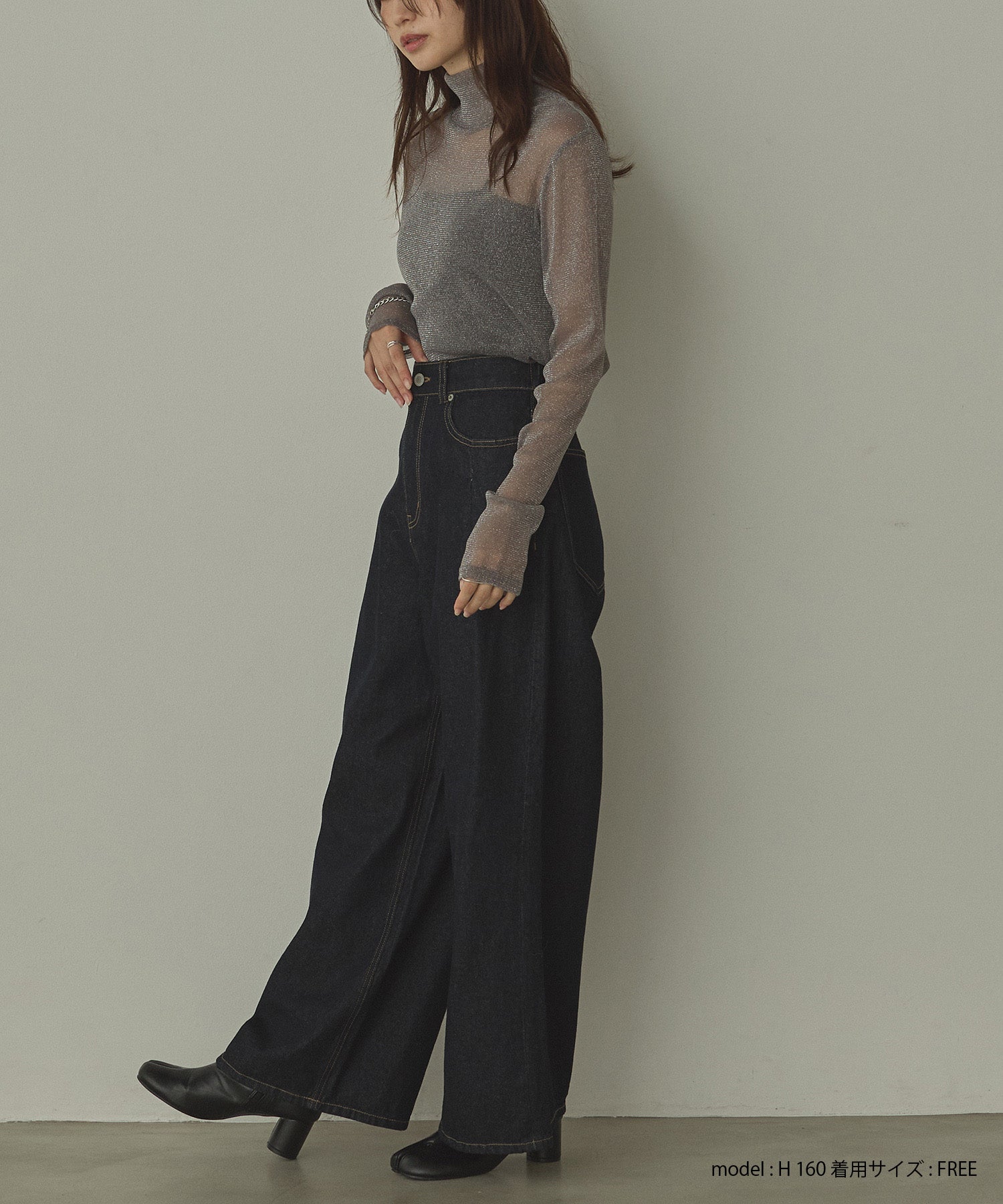 【新色追加】ラメシアー ハイネックトップス