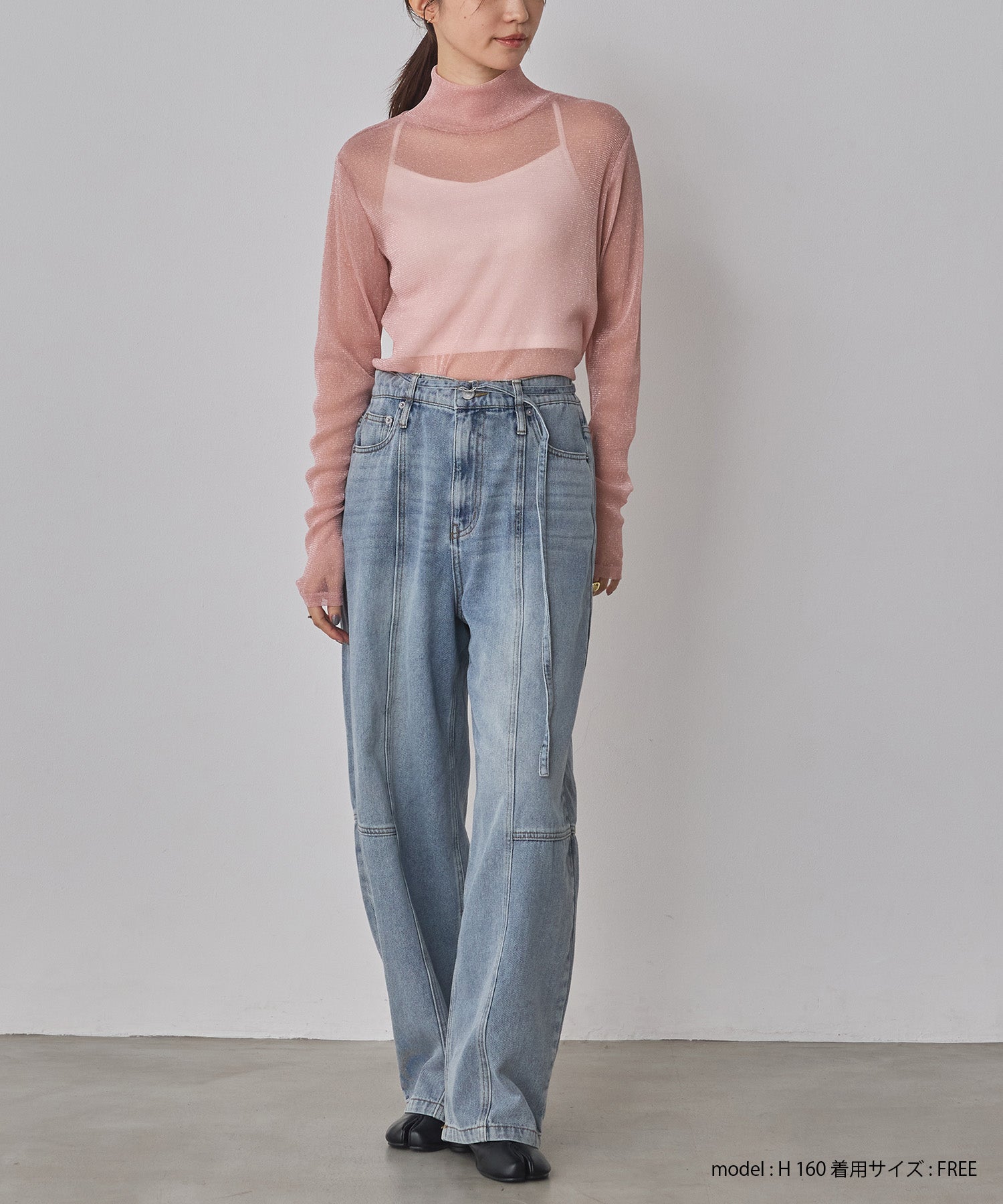 【新色追加】ラメシアー ハイネックトップス