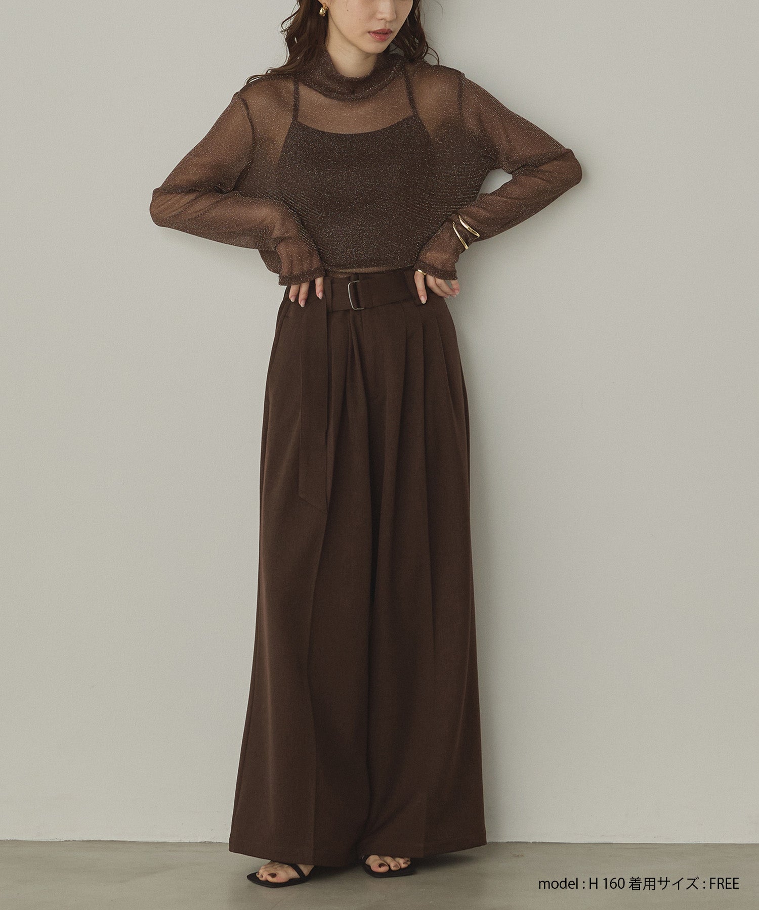 【新色追加】ラメシアー ハイネックトップス