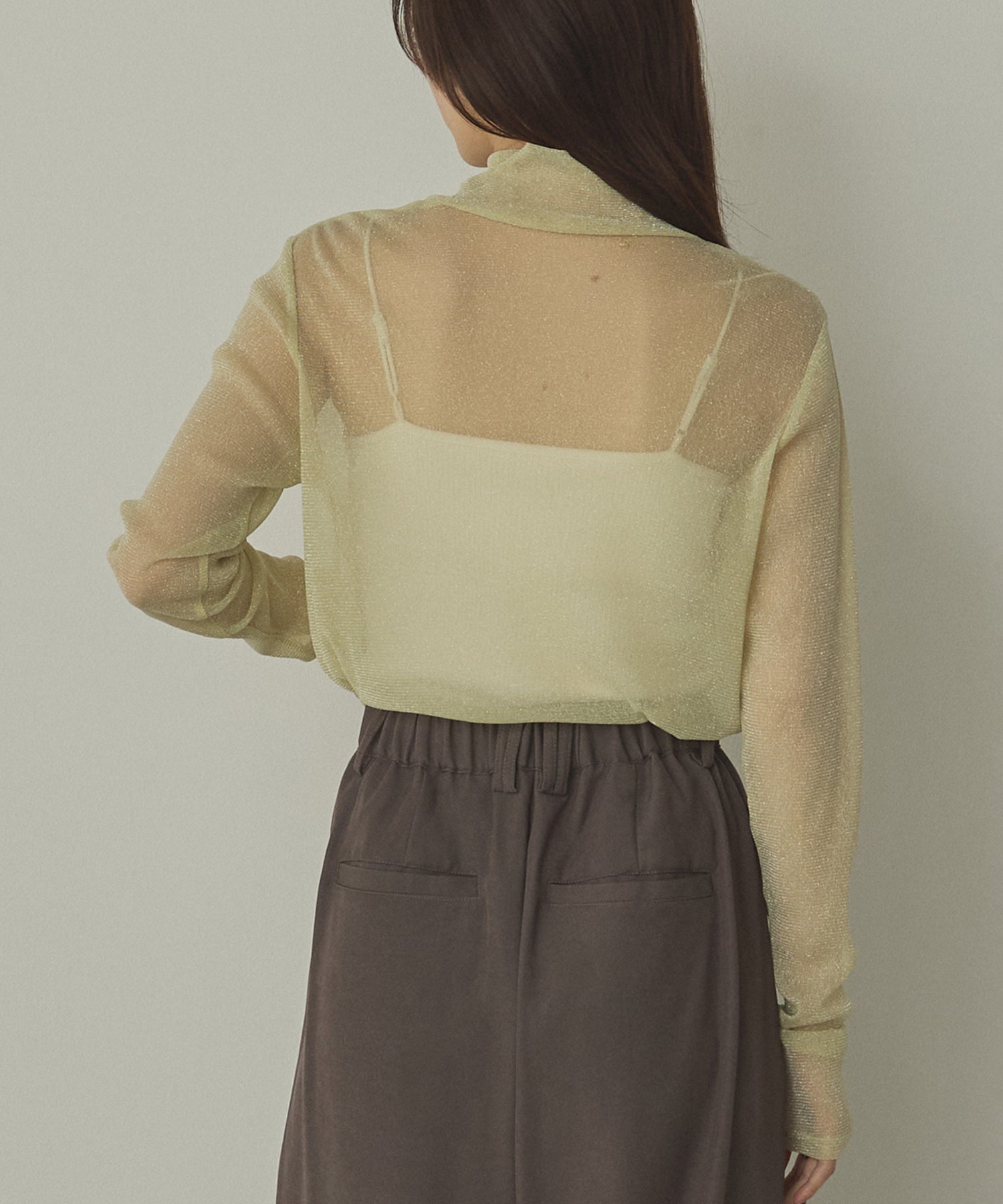 【新色追加】ラメシアー ハイネックトップス