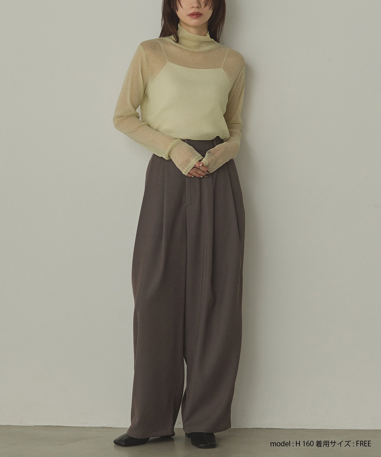 【新色追加】ラメシアー ハイネックトップス