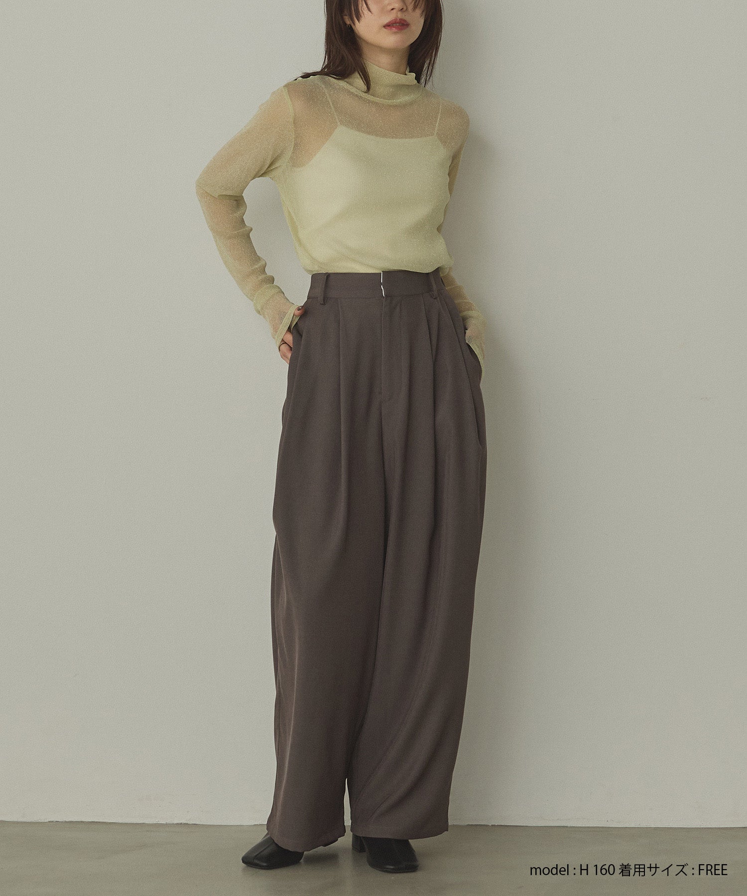 【新色追加】ラメシアー ハイネックトップス