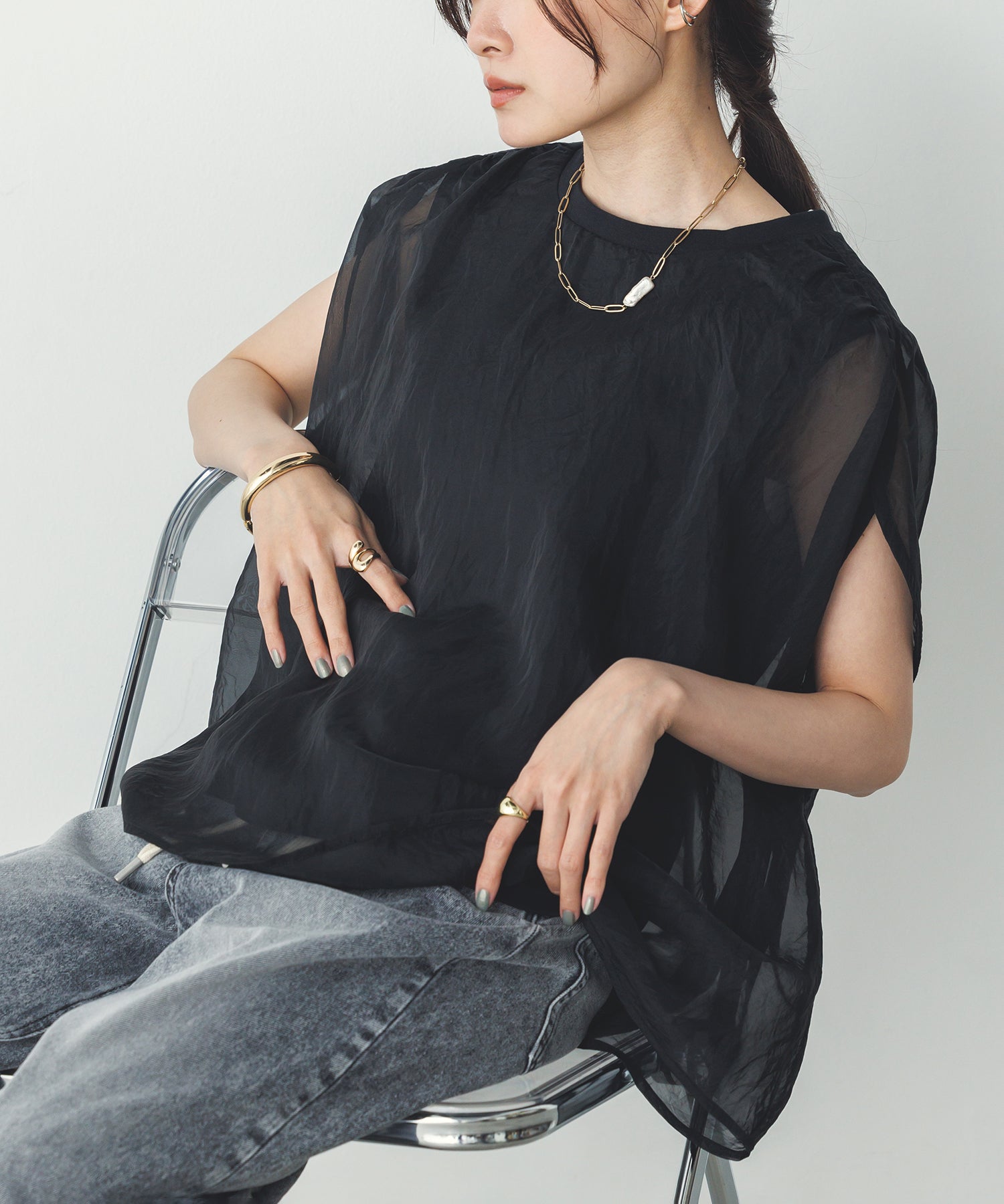 ニュアンス シアーレイヤードトップス