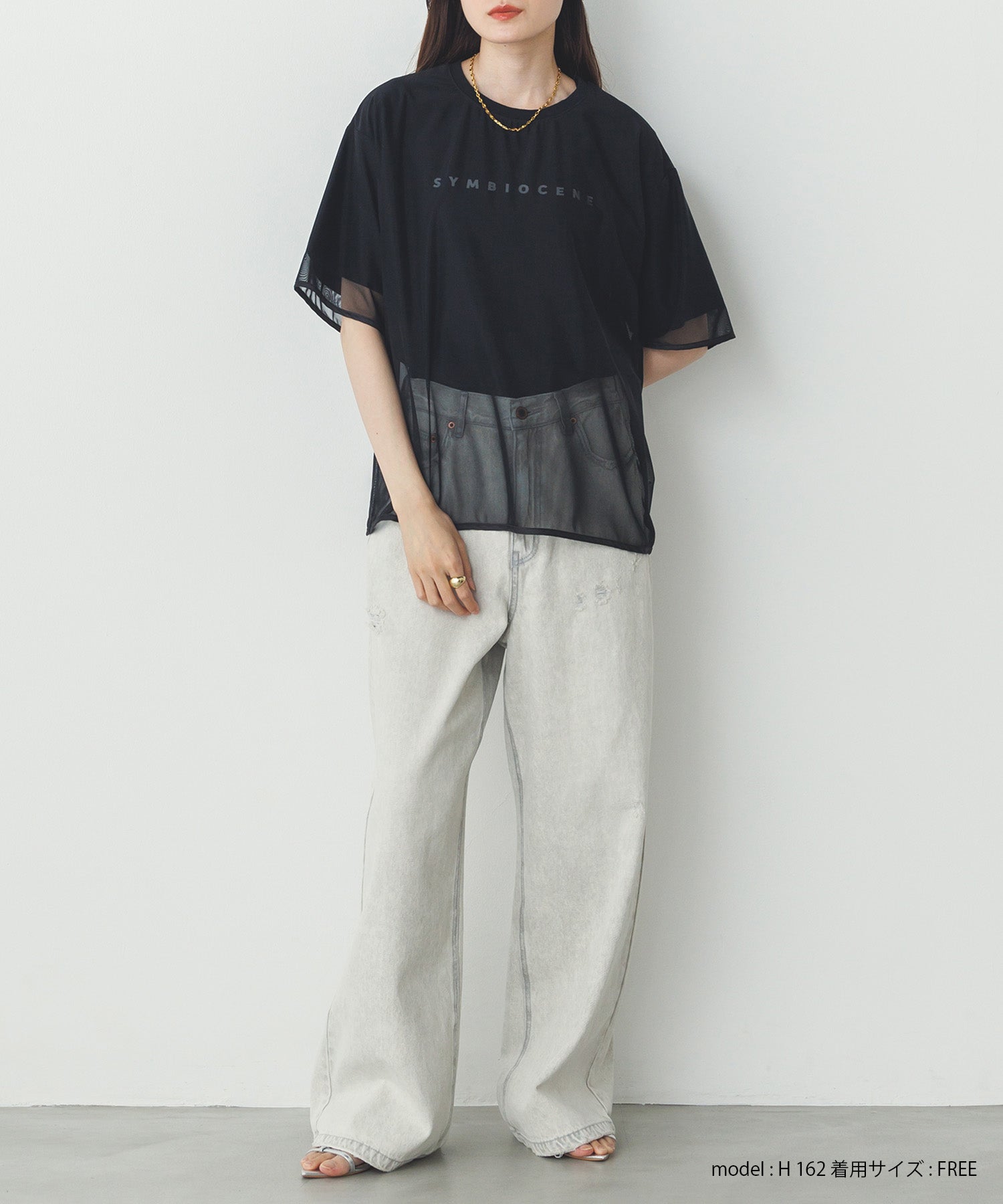 チュールレイヤード ロゴTシャツ