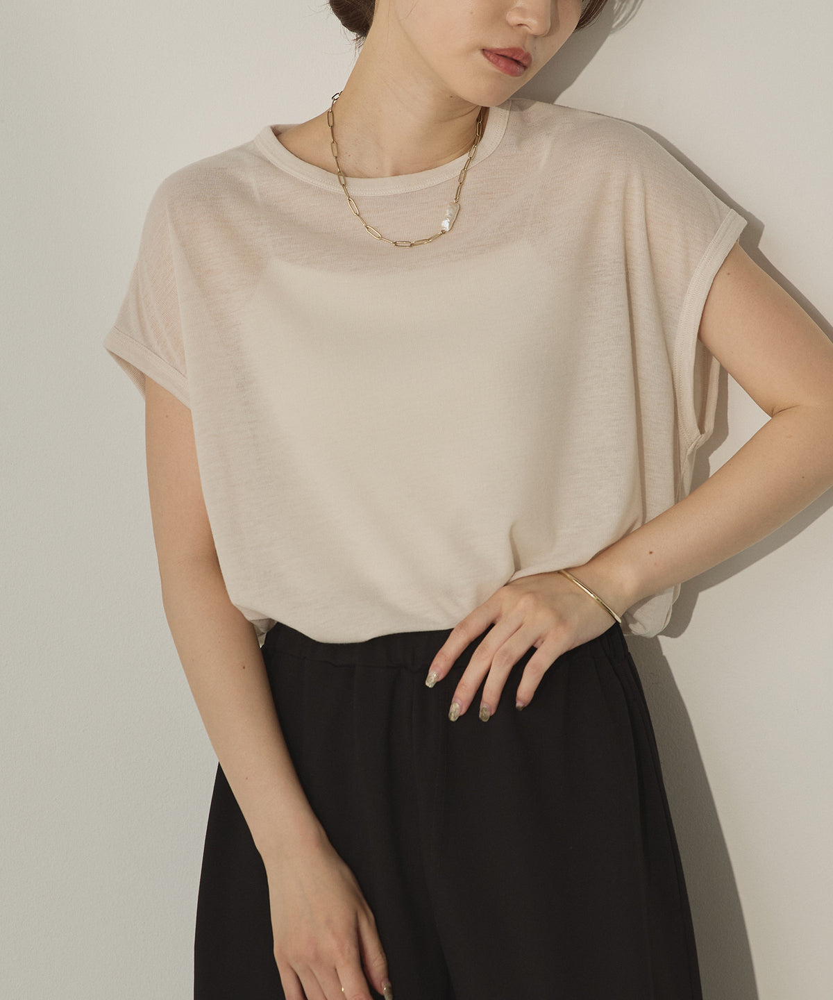 FRENCH SLEEVE SHEER OVER T-SHIRT