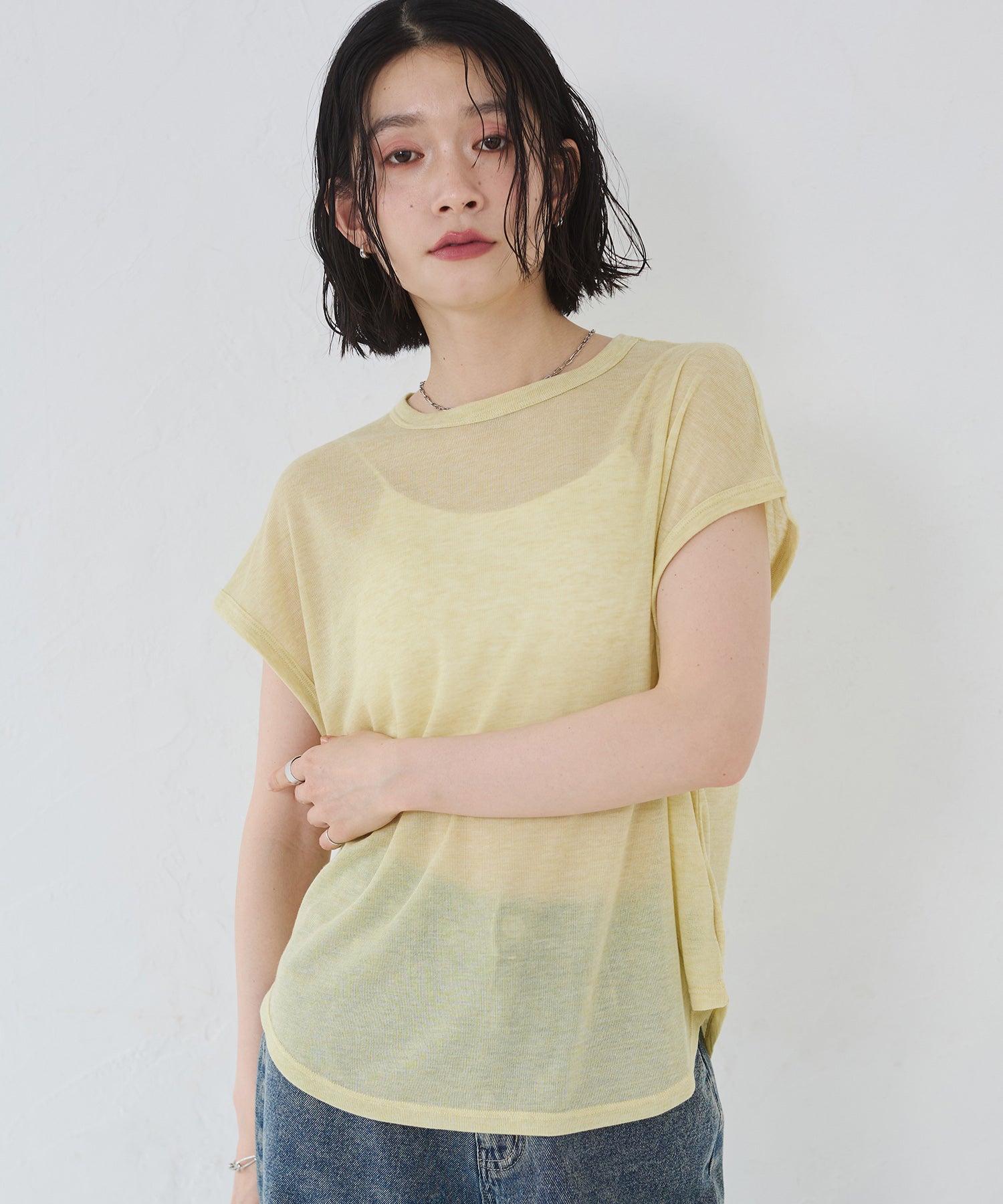 オーバーフレンチ シアーTシャツ