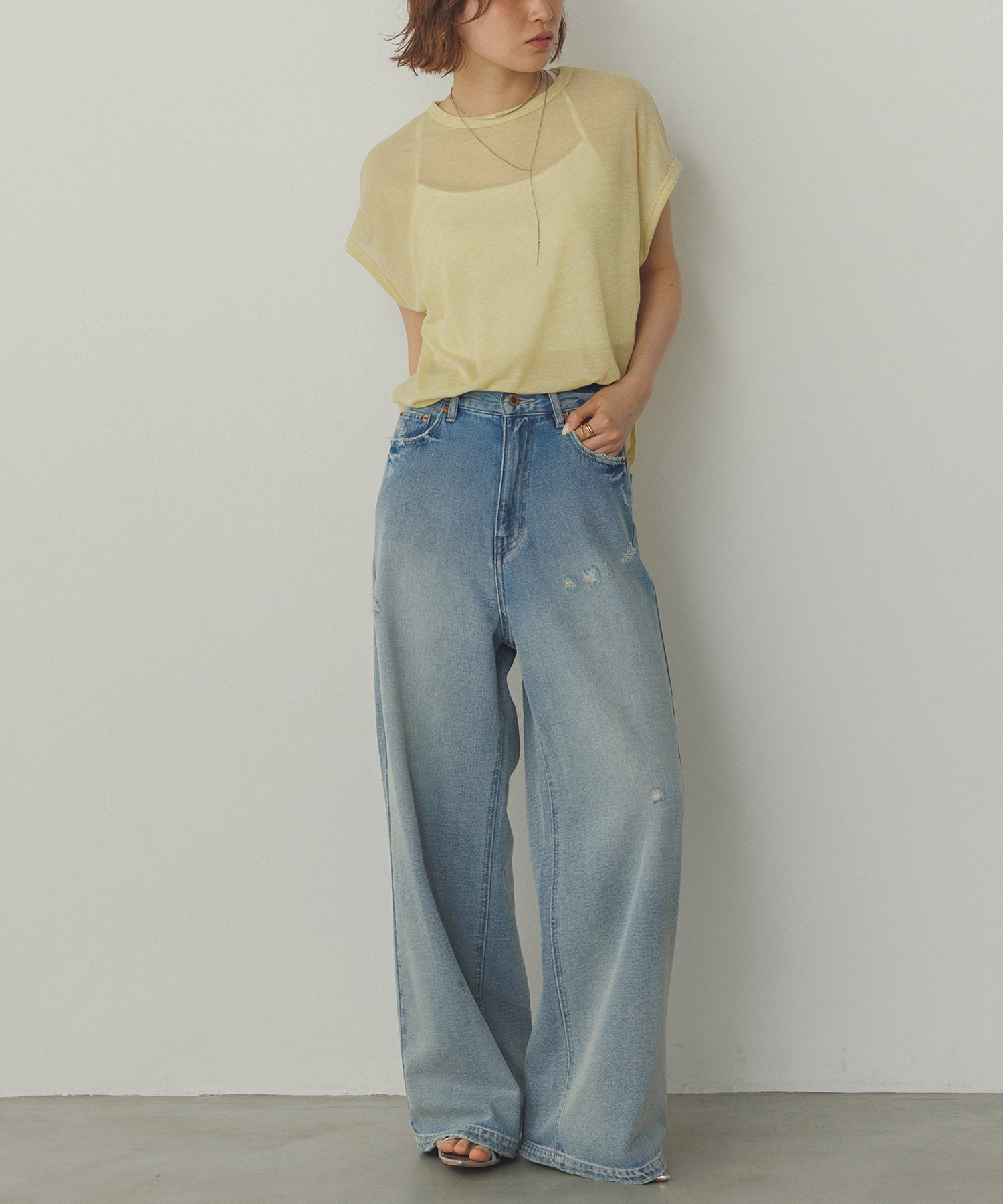 オーバーフレンチ シアーTシャツ