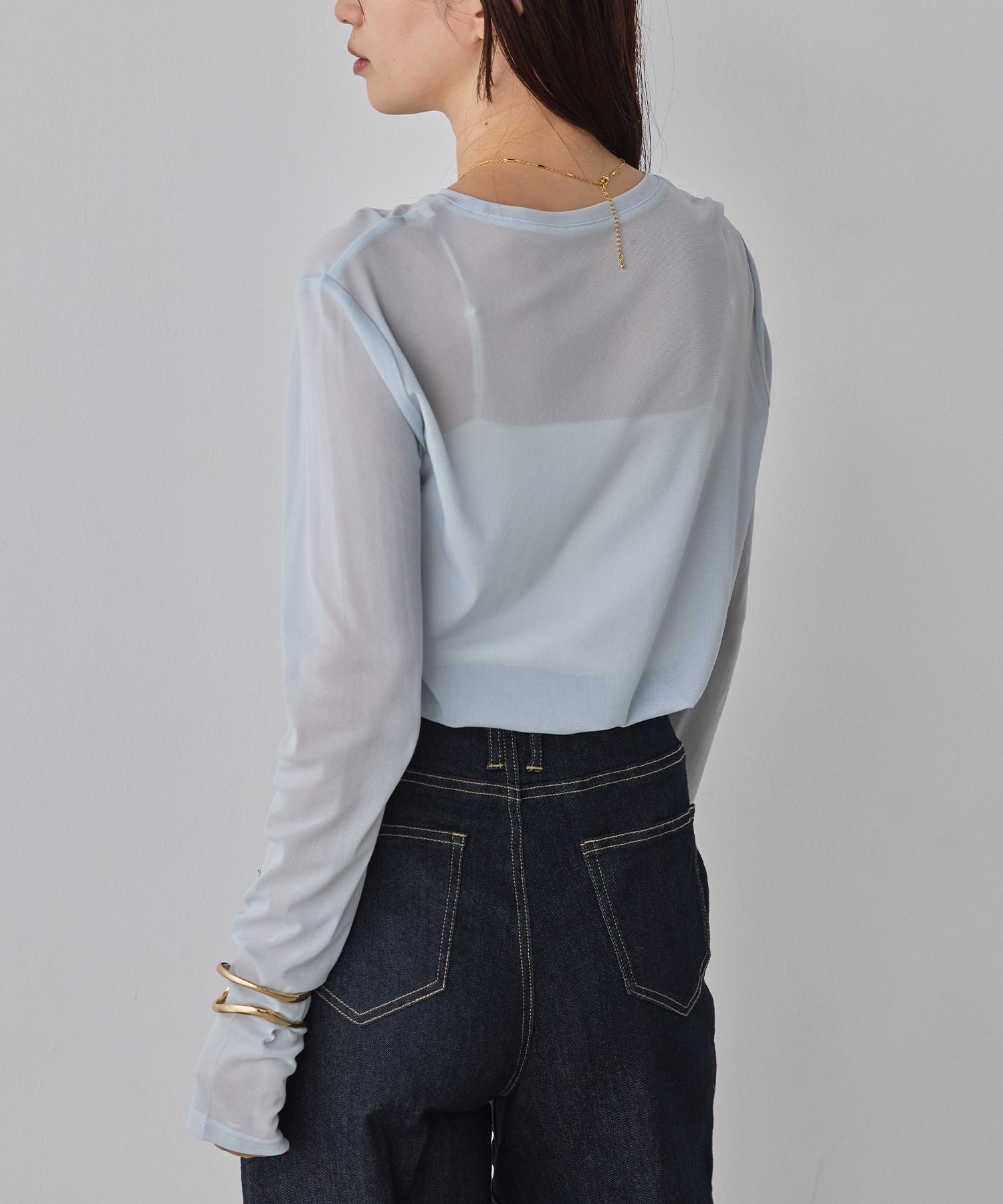 POWER NET CREW-NECK SHEER TOPS