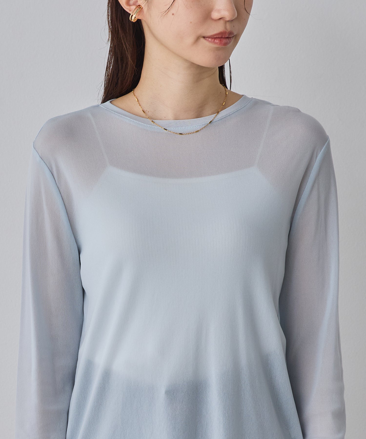 POWER NET CREW-NECK SHEER TOPS