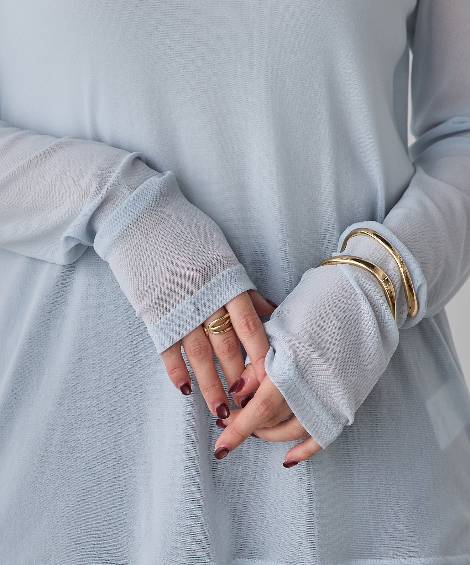 POWER NET CREW-NECK SHEER TOPS