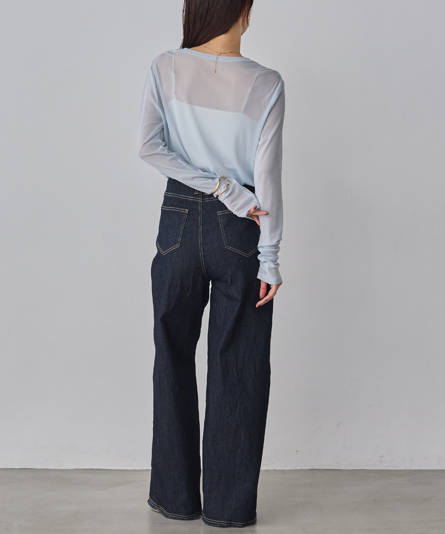 POWER NET CREW-NECK SHEER TOPS