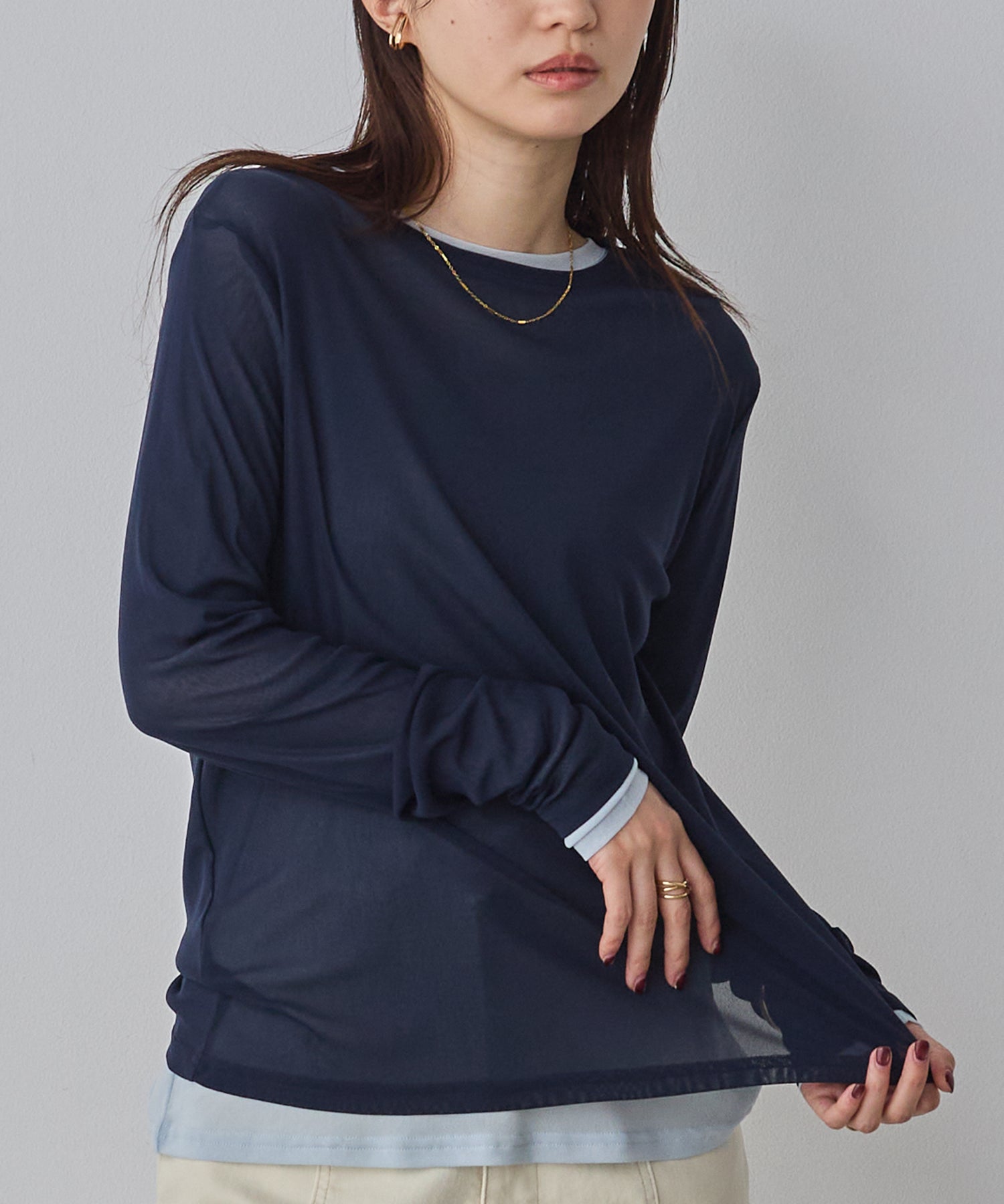 POWER NET CREW-NECK SHEER TOPS