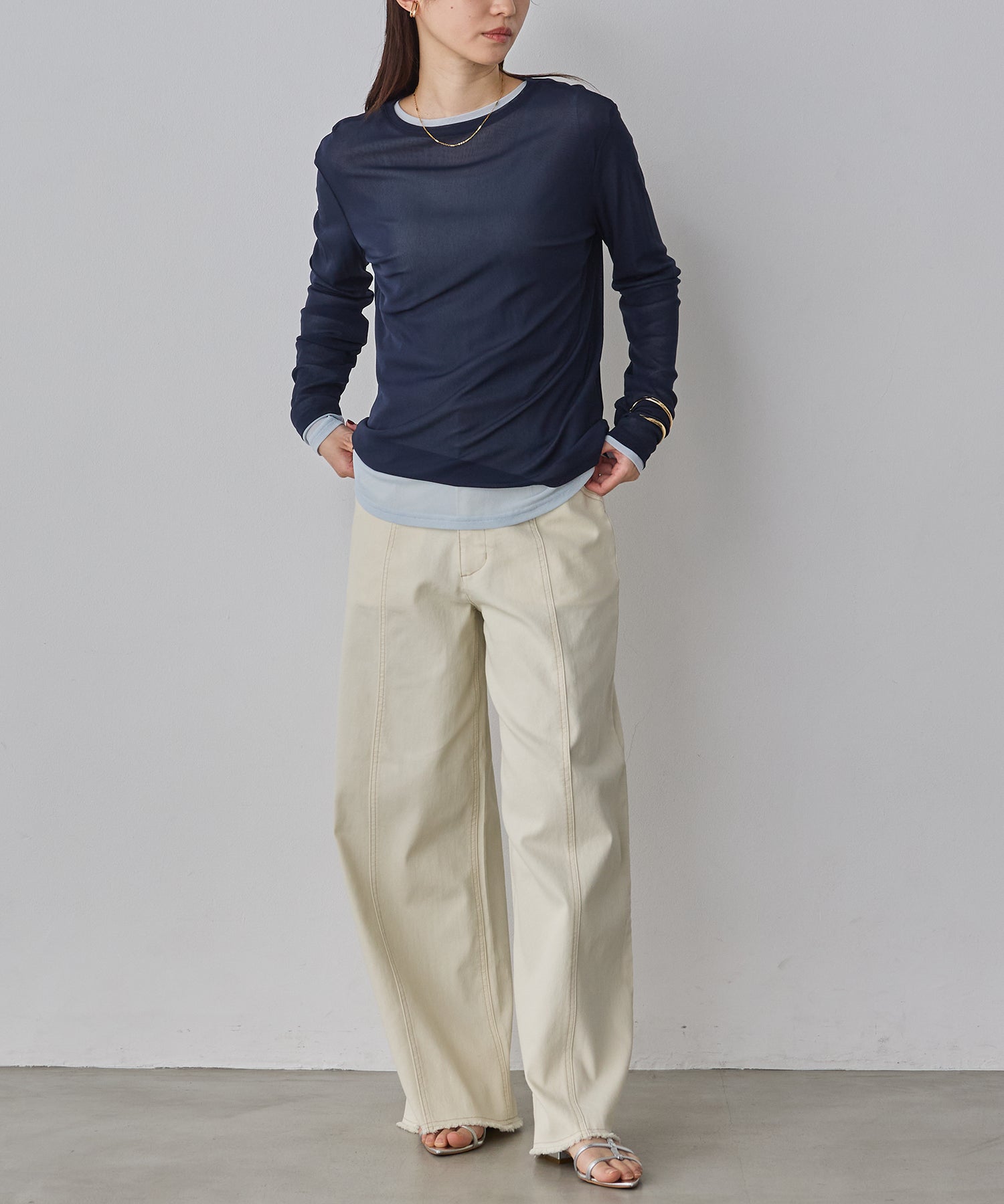 POWER NET CREW-NECK SHEER TOPS