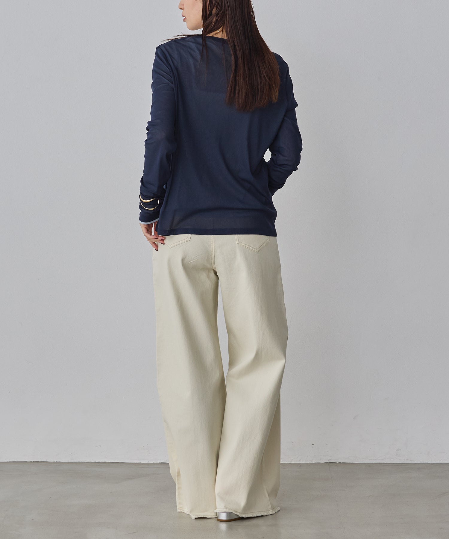 POWER NET CREW-NECK SHEER TOPS