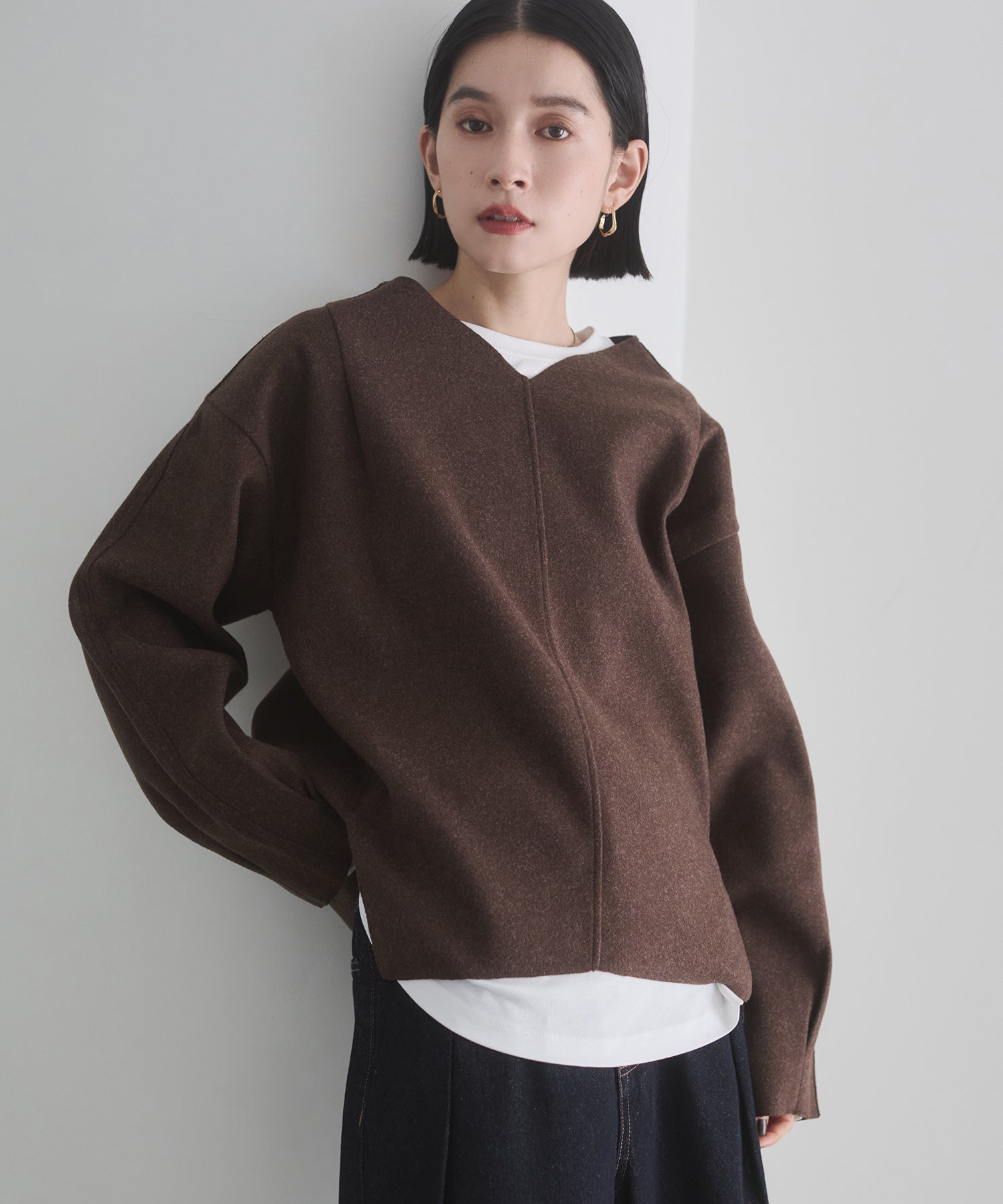 V NECK COCOON KNIT