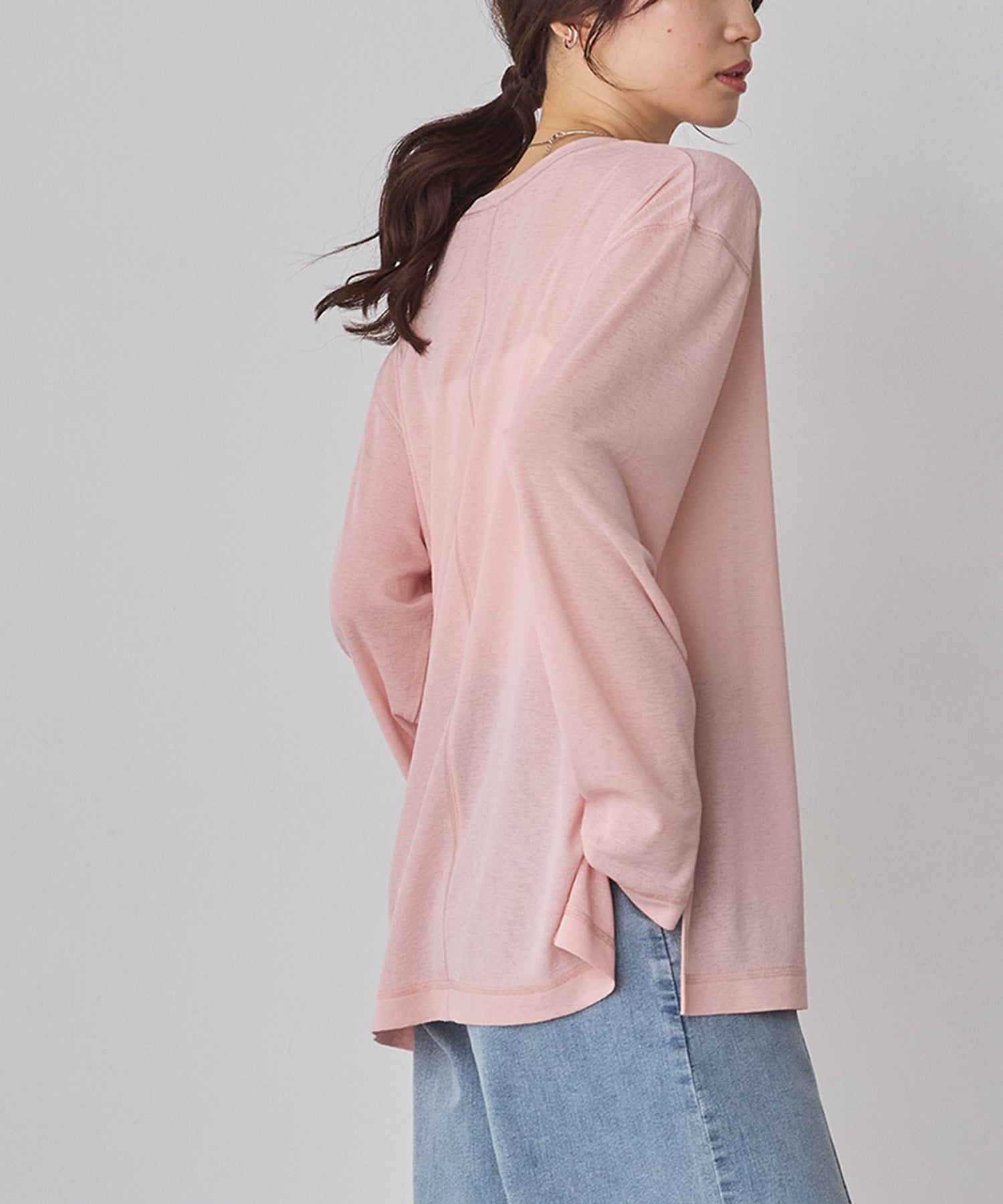 SHEER WAFFLE CREW NECK TOPS