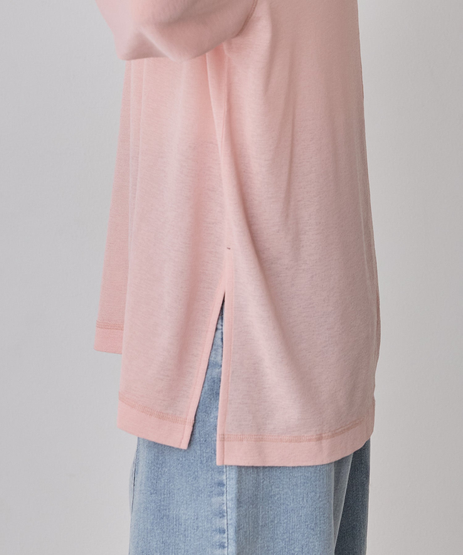 SHEER WAFFLE CREW NECK TOPS