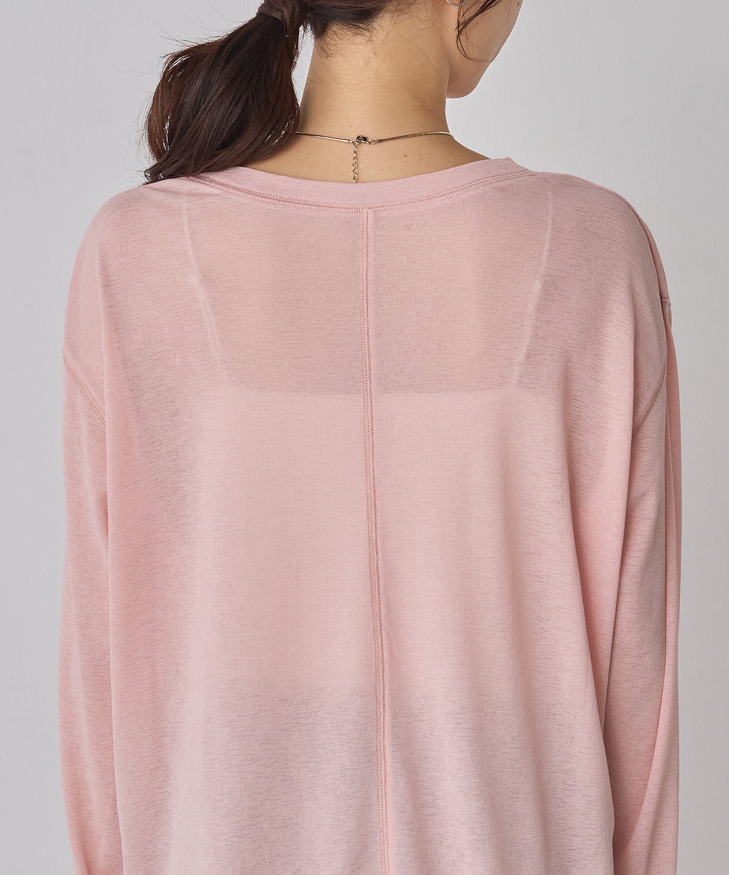 SHEER WAFFLE CREW NECK TOPS