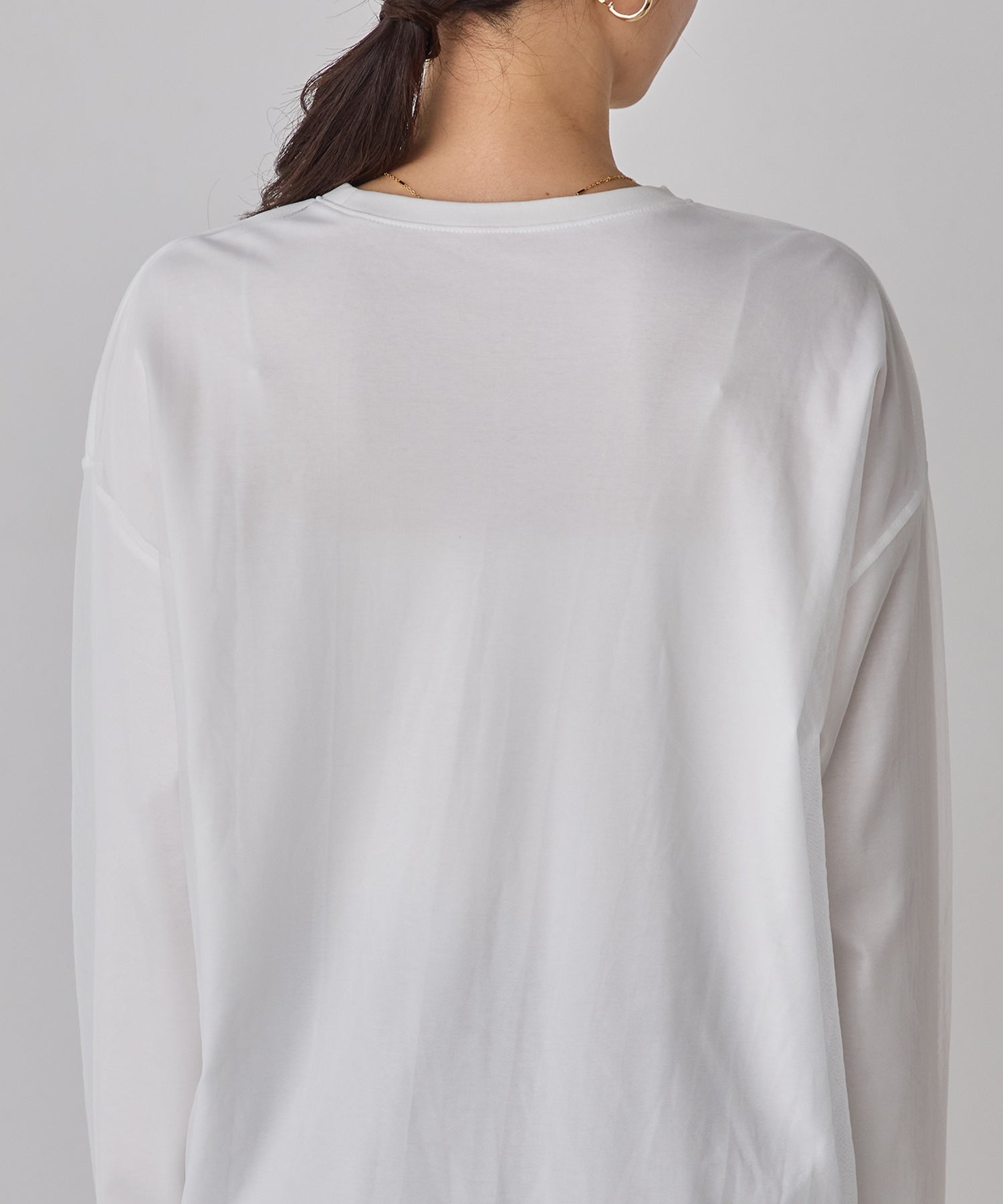 TULLE LAYERED PRINT LONG T-SHIRT