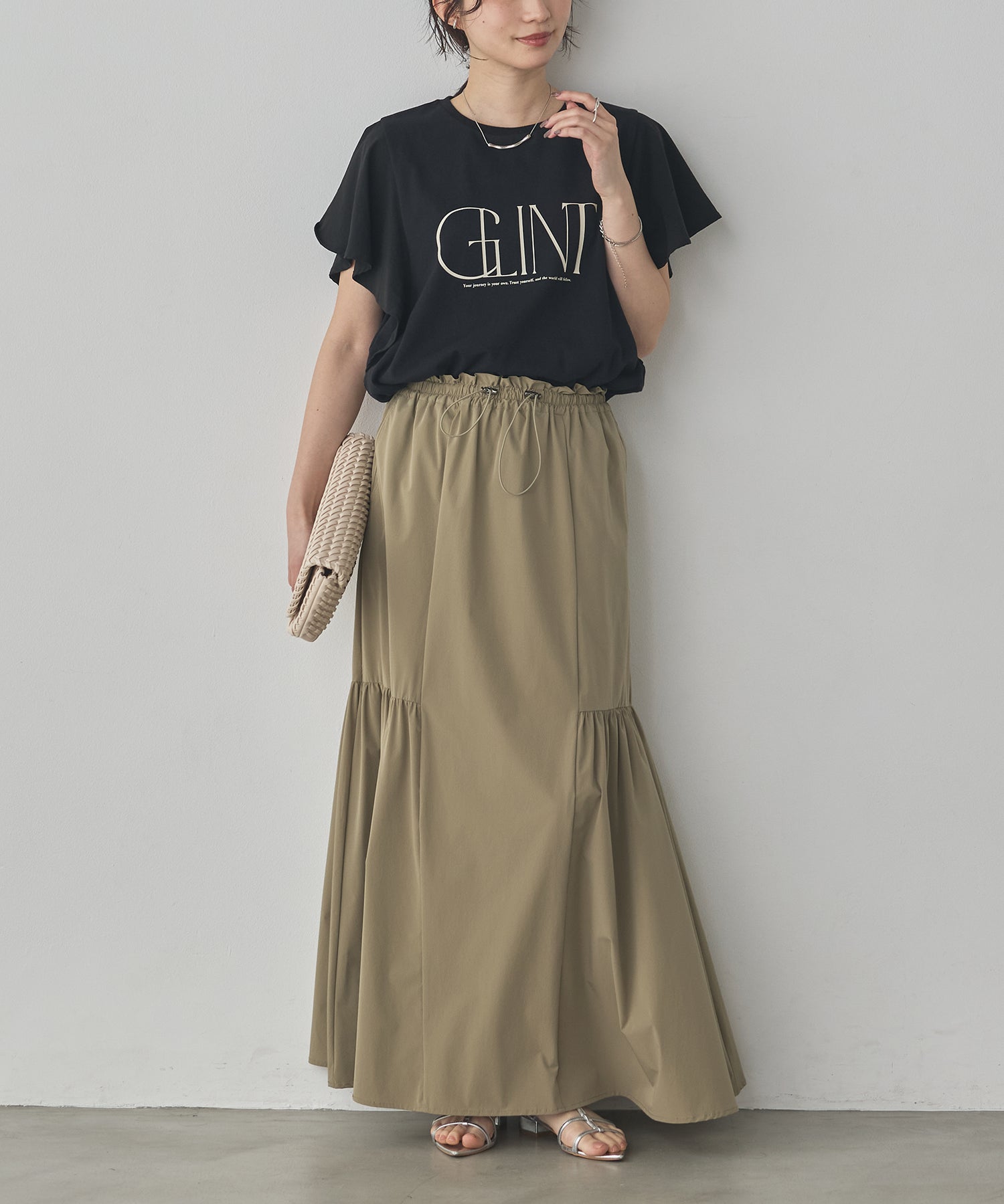 FRILLED-SLEEVE LOGO T-SHIRT