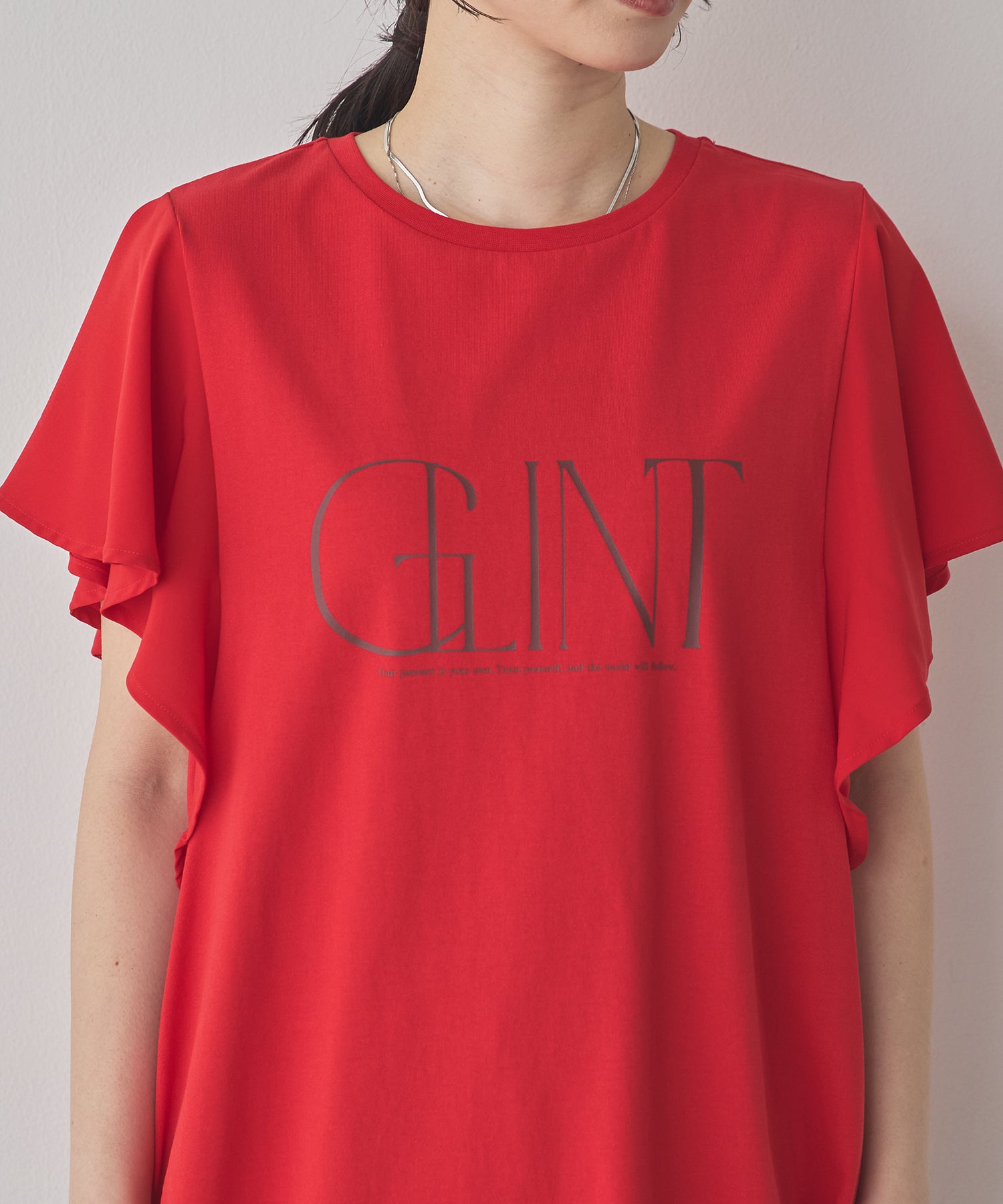FRILLED-SLEEVE LOGO T-SHIRT