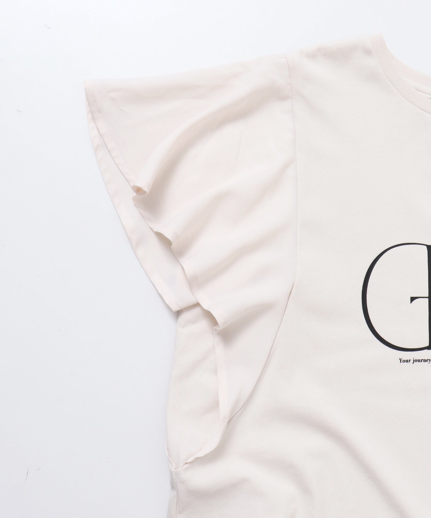 FRILLED-SLEEVE LOGO T-SHIRT