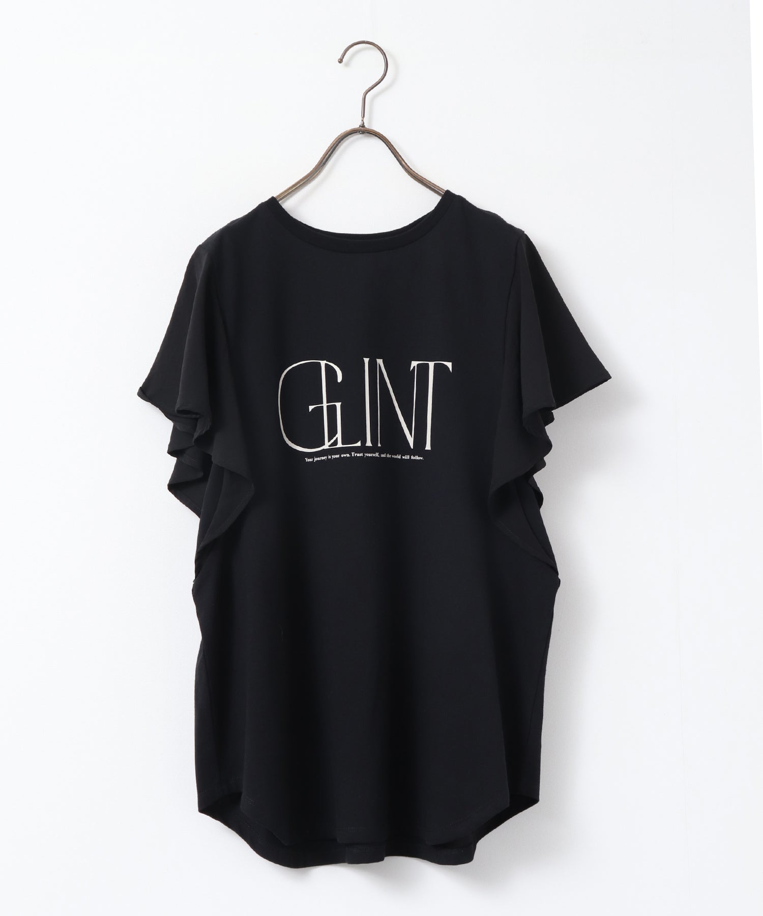 FRILLED-SLEEVE LOGO T-SHIRT