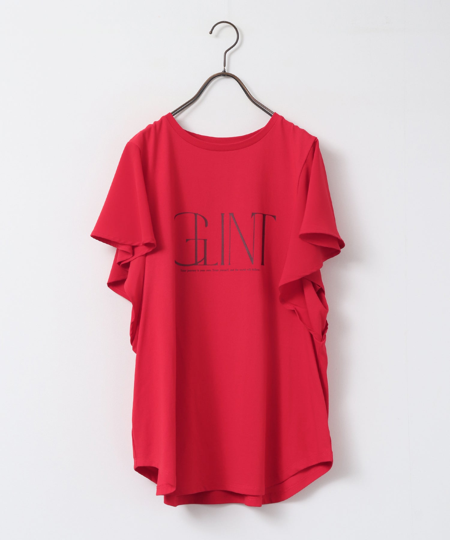 FRILLED-SLEEVE LOGO T-SHIRT