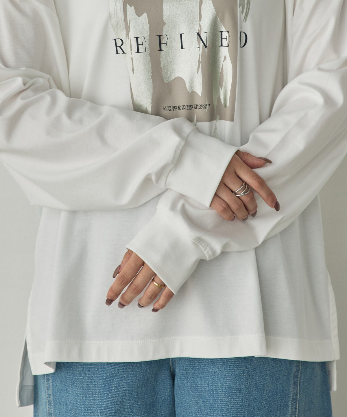 FOIL-PRINTED LONG-SLEEVE T-SHIRT