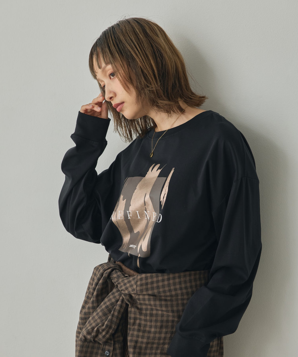 FOIL-PRINTED LONG-SLEEVE T-SHIRT