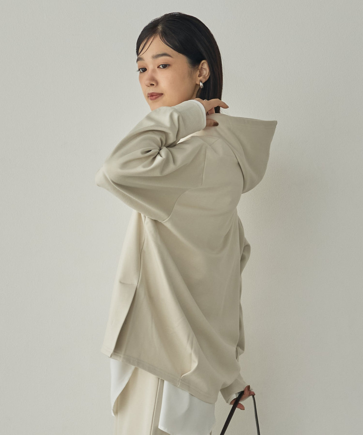 BRUSHED-LINING, SIDE-SLIT, FLOWY HOODIE