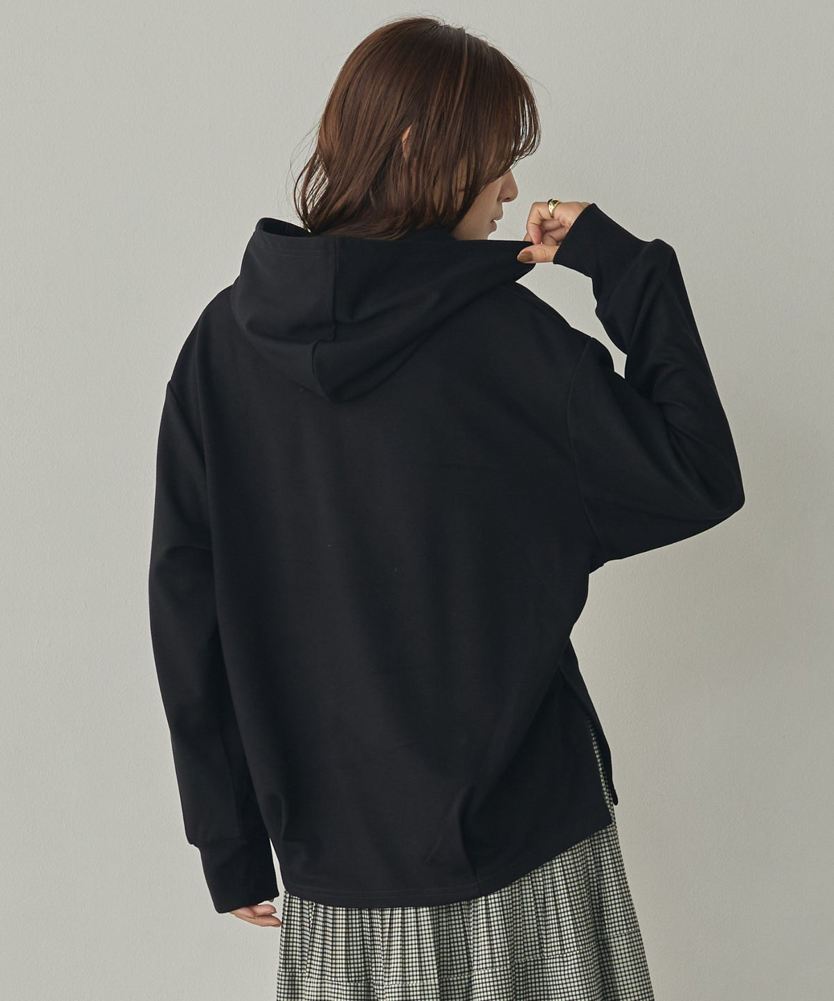 BRUSHED-LINING, SIDE-SLIT, FLOWY HOODIE