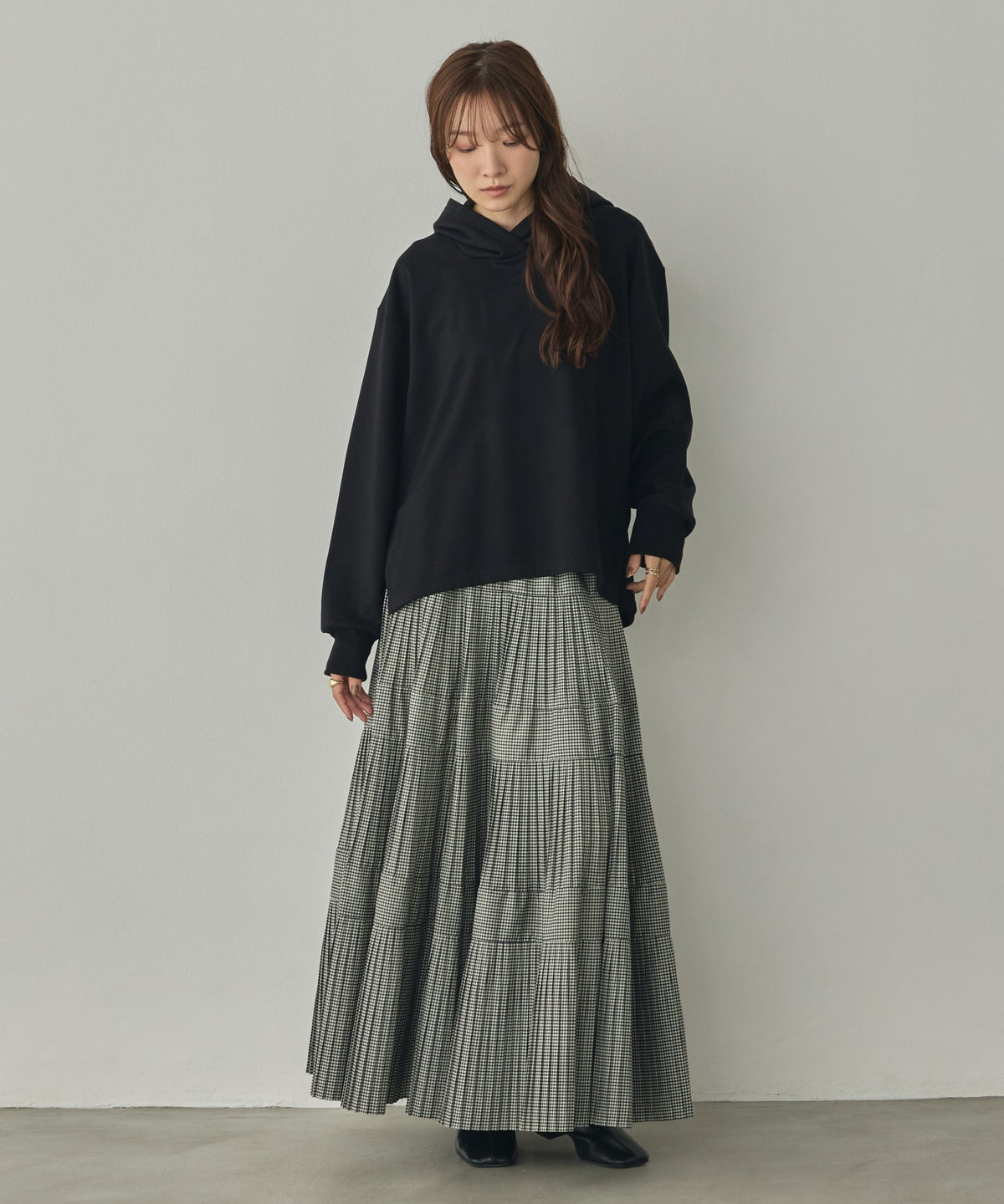 BRUSHED-LINING, SIDE-SLIT, FLOWY HOODIE