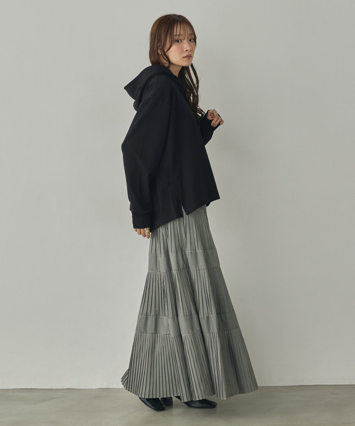 BRUSHED-LINING, SIDE-SLIT, FLOWY HOODIE