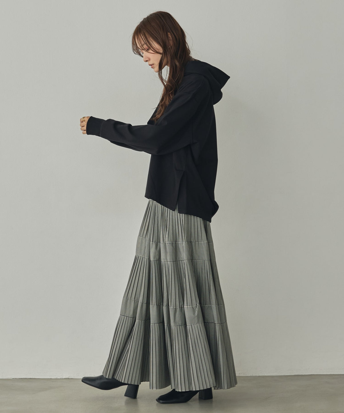 BRUSHED-LINING, SIDE-SLIT, FLOWY HOODIE