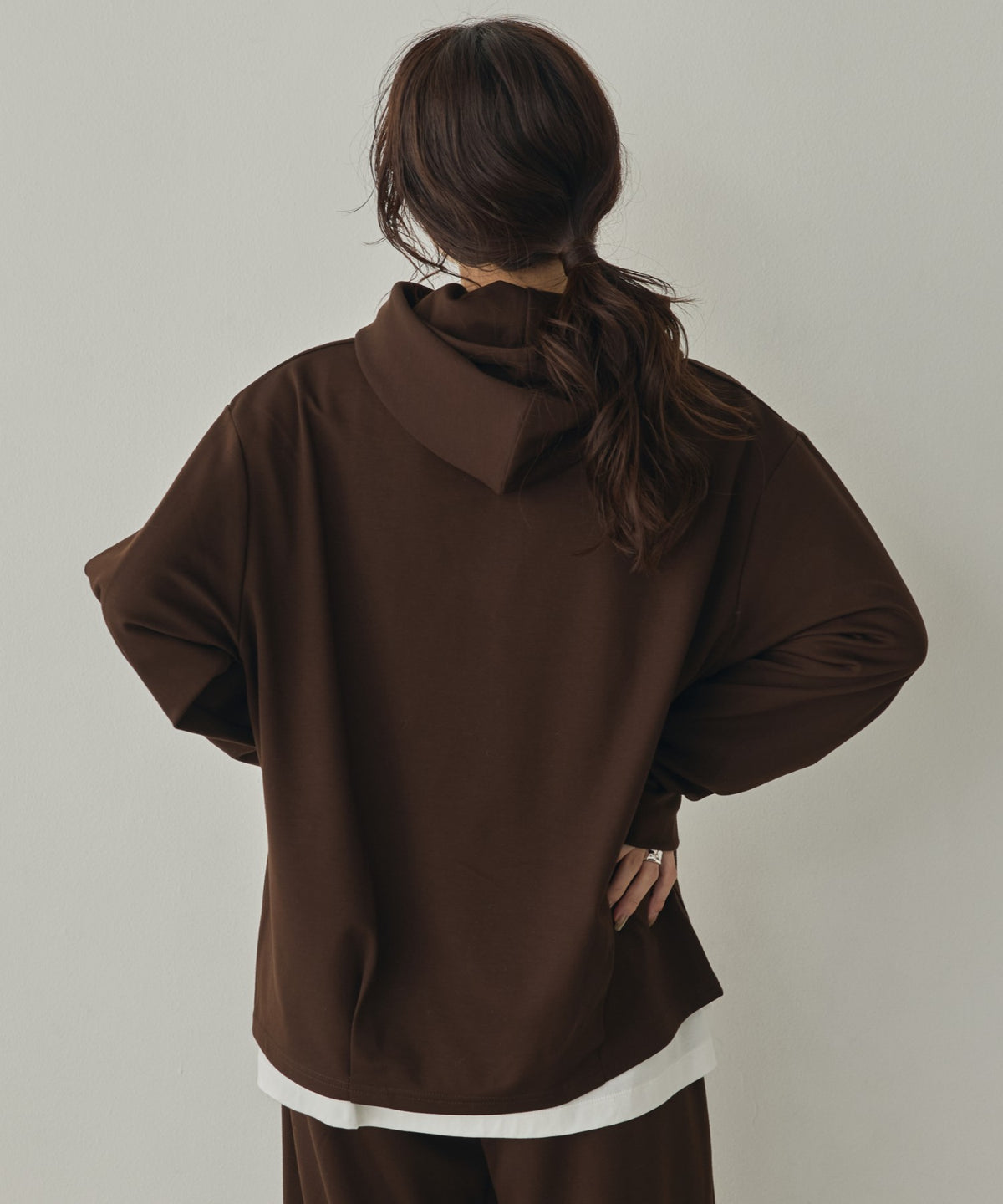 BRUSHED-LINING, SIDE-SLIT, FLOWY HOODIE