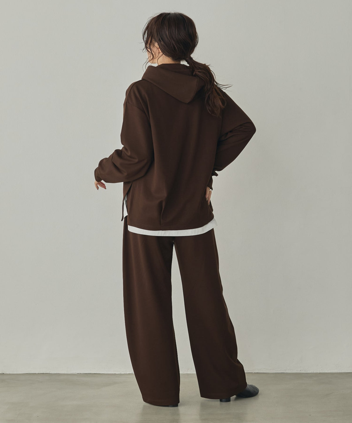BRUSHED-LINING, SIDE-SLIT, FLOWY HOODIE