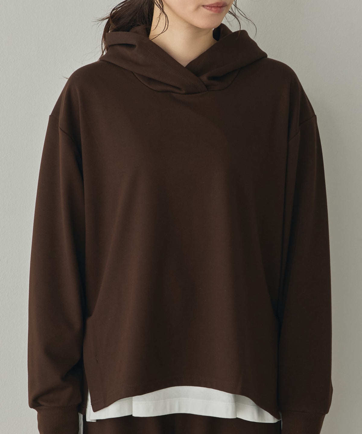 BRUSHED-LINING, SIDE-SLIT, FLOWY HOODIE