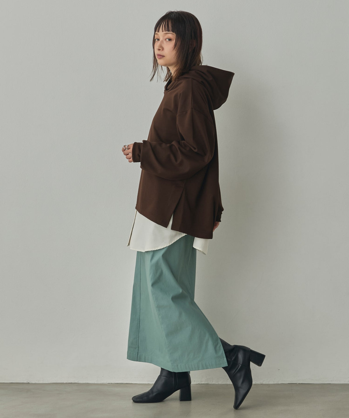 BRUSHED-LINING, SIDE-SLIT, FLOWY HOODIE