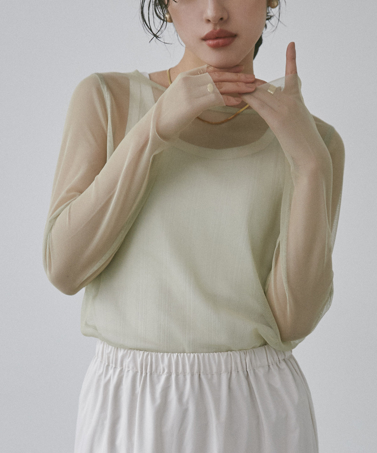 LIMITED] REVERSIBLE SHEER CREW NECK TOPS