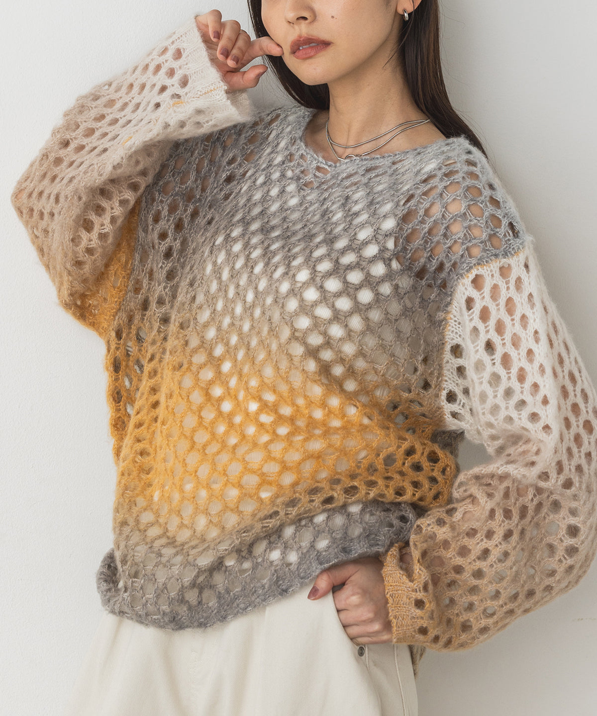 moheya gradation 見よう KNIT ンニット ハートニット ショート丈