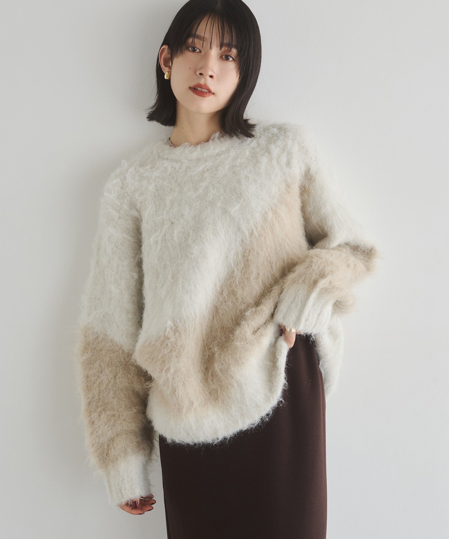 【WEB限定/別注】【新色追加】ニュアンス柄ブロッキングニット