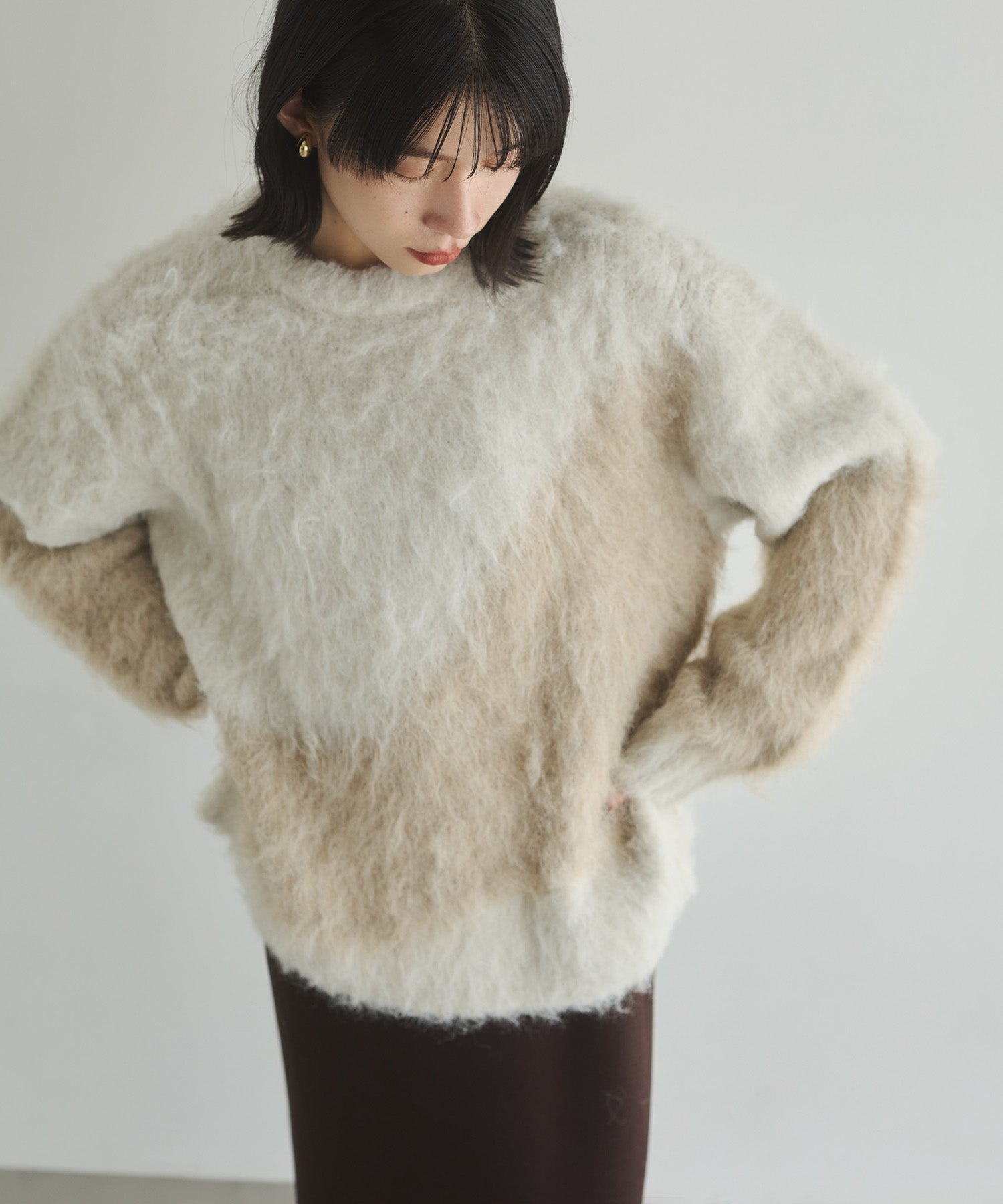 【WEB限定/別注】【新色追加】ニュアンス柄ブロッキングニット