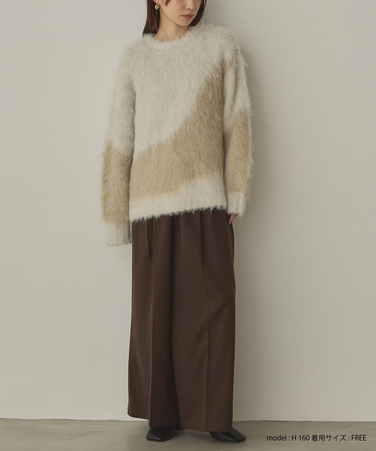 【WEB限定/別注】【新色追加】ニュアンス柄ブロッキングニット