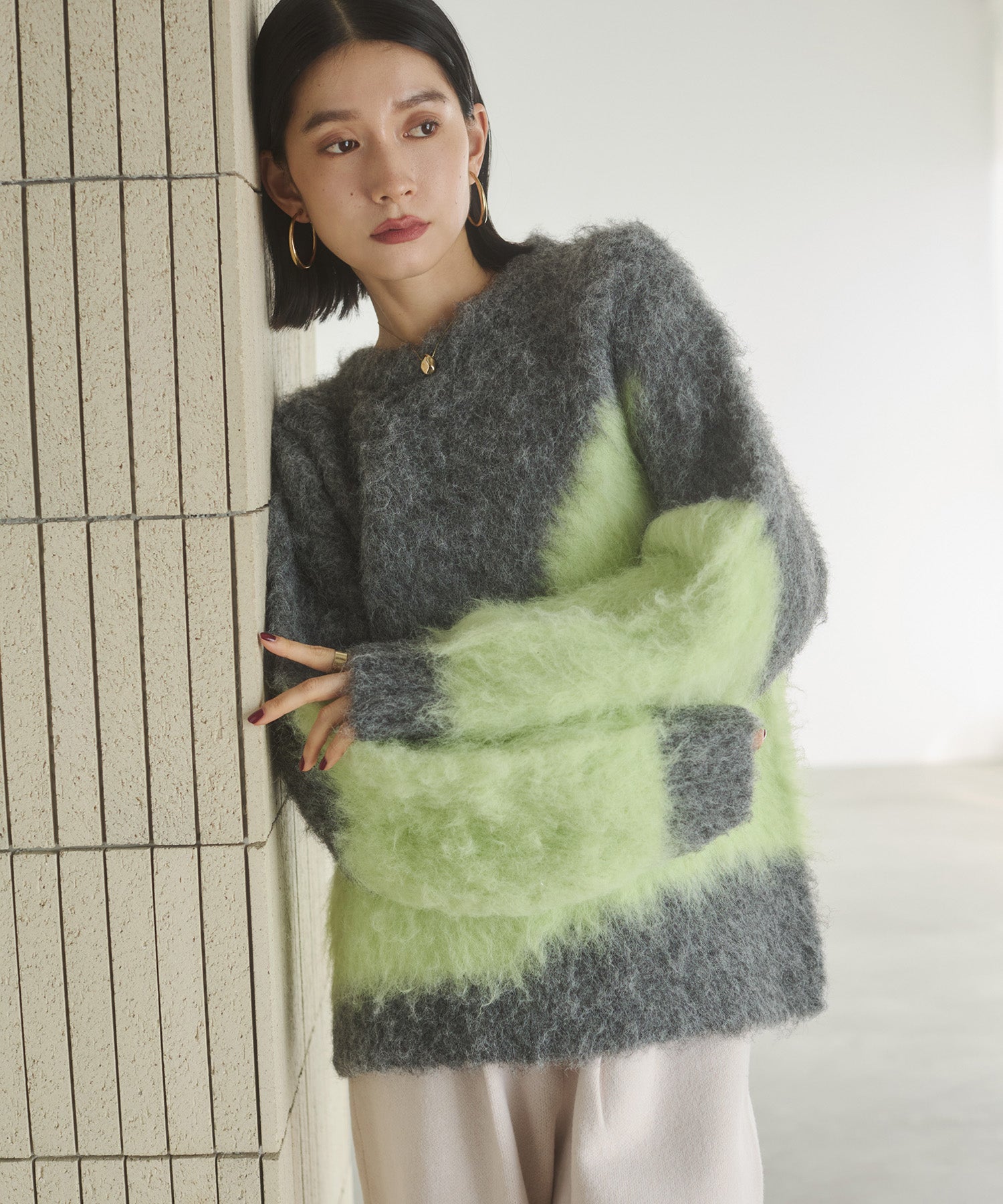 【WEB限定/別注】【新色追加】ニュアンス柄ブロッキングニット