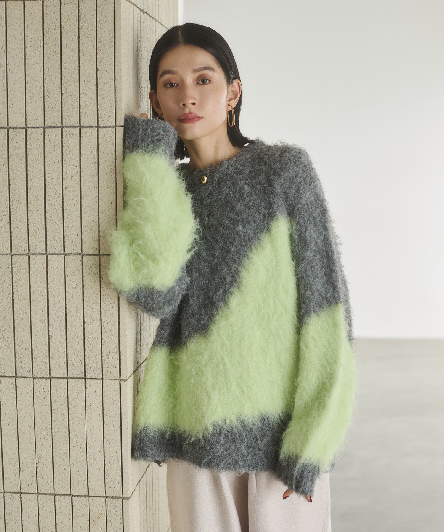 【WEB限定/別注】【新色追加】ニュアンス柄ブロッキングニット