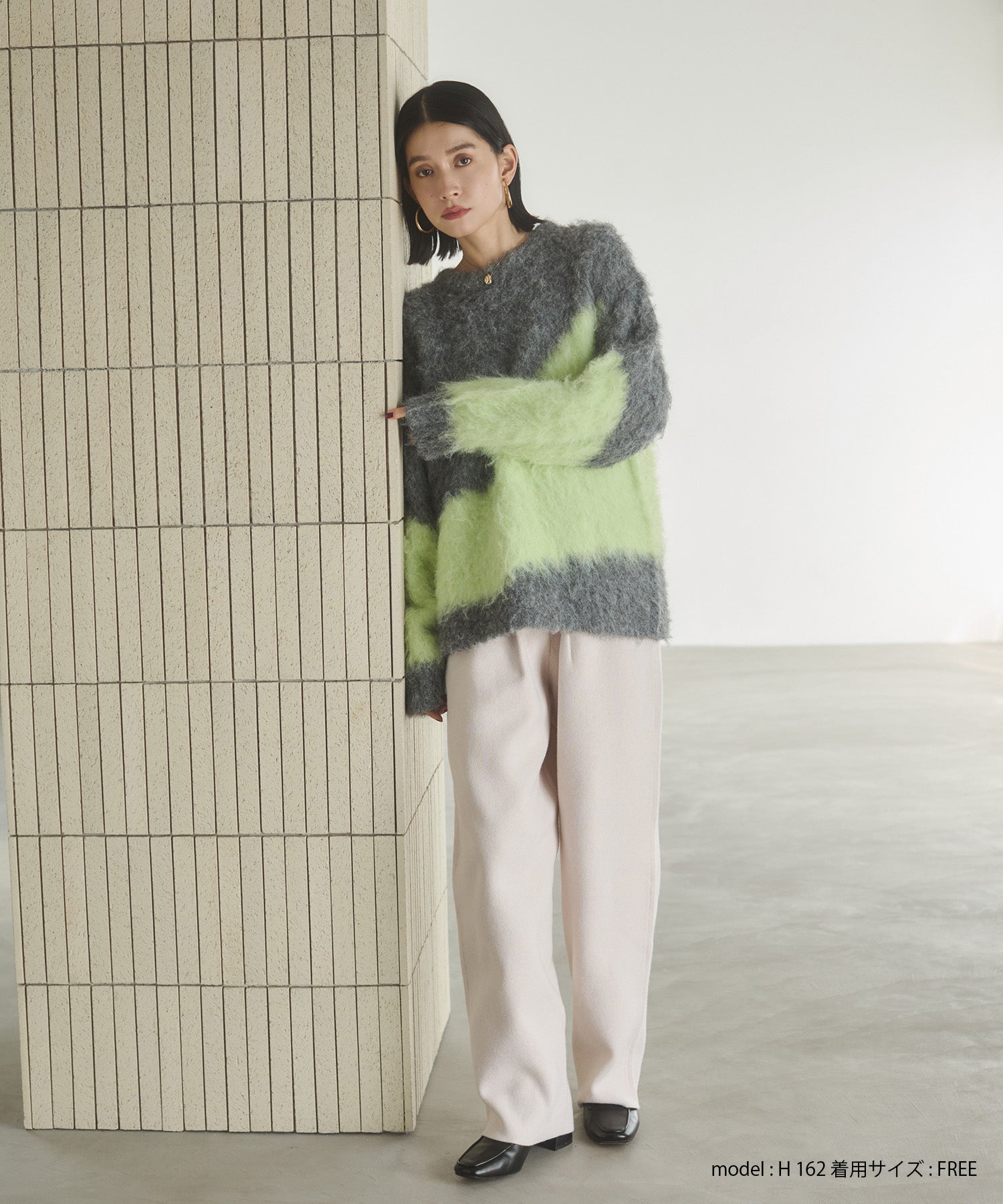 【WEB限定/別注】【新色追加】ニュアンス柄ブロッキングニット