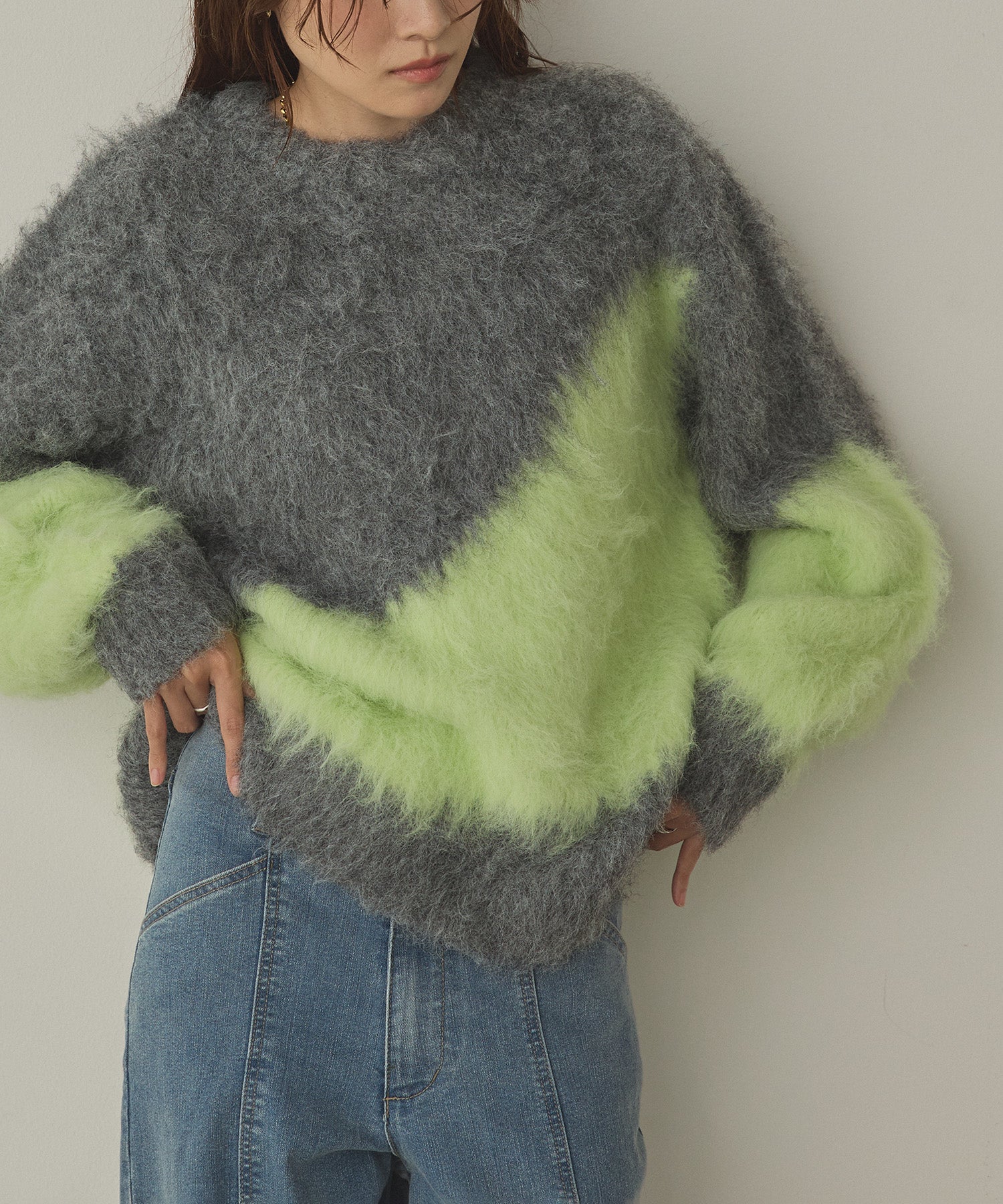 【WEB限定/別注】【新色追加】ニュアンス柄ブロッキングニット