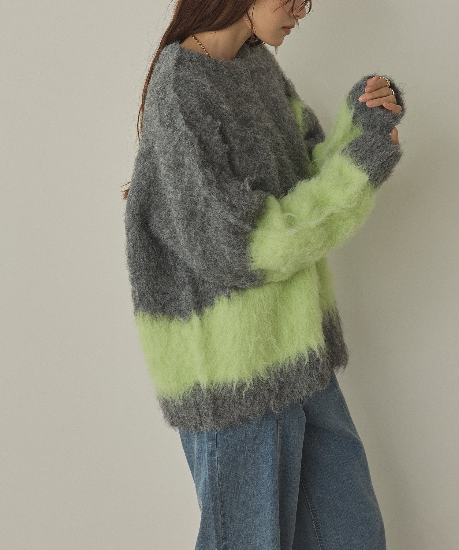 【WEB限定/別注】【新色追加】ニュアンス柄ブロッキングニット